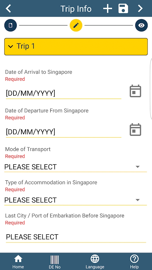SG Arrival Card app