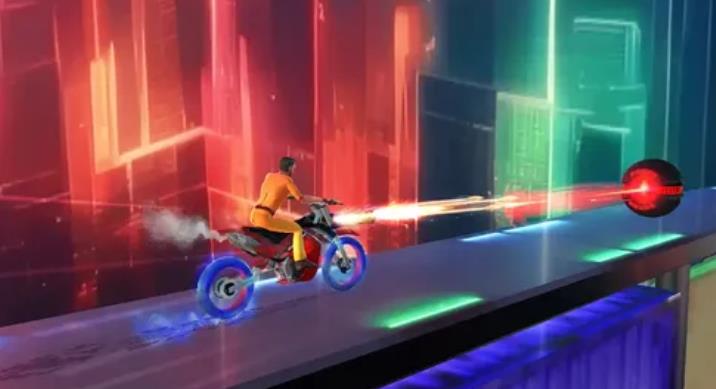 赛博骑士摩托与爆炸