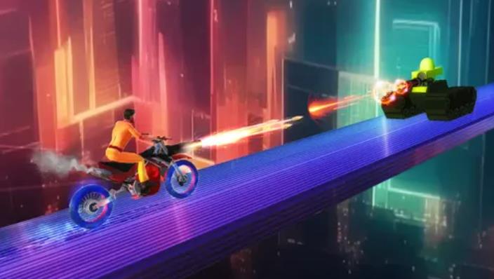 赛博骑士摩托与爆炸