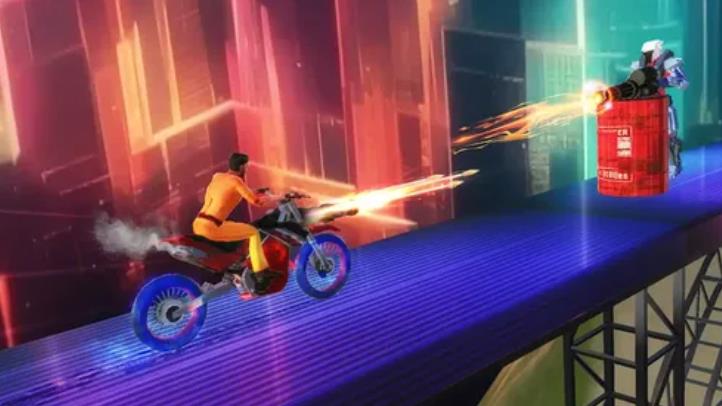 赛博骑士摩托与爆炸