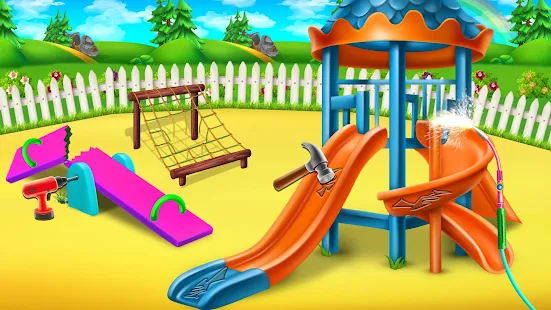 游乐园清洁和修理